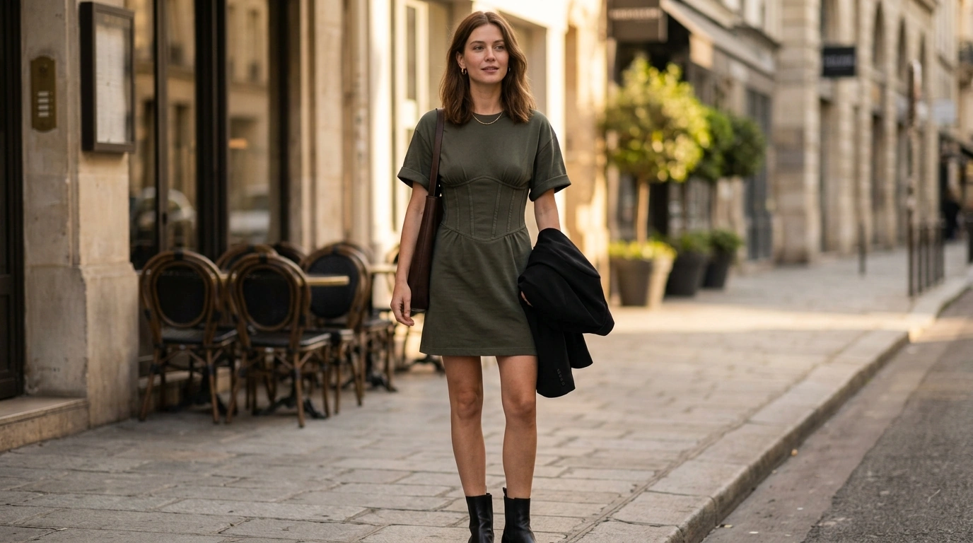 Balenciaga Corset Cotton T-Shirt Dress: Day-to-Night