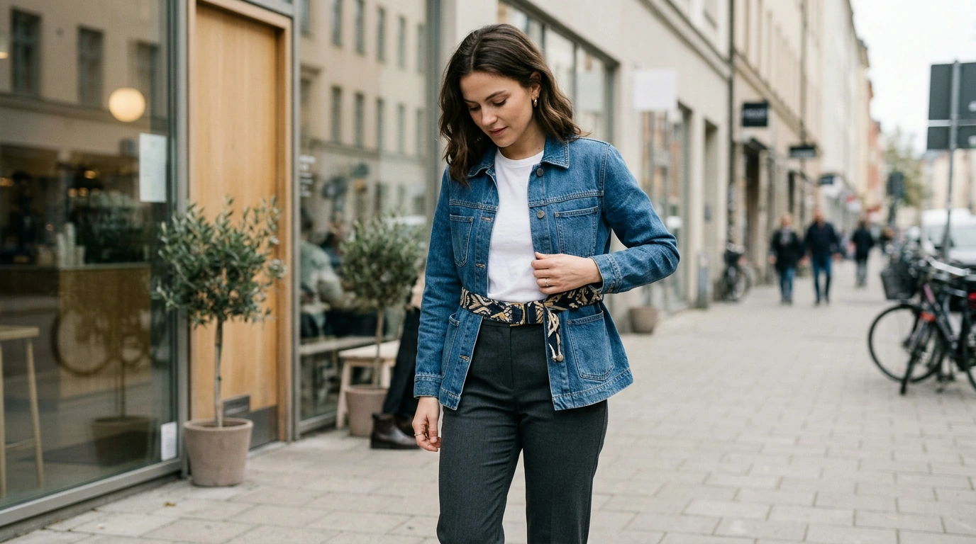 Fendi Belted Cotton Denim Jacket: Monogram Detail