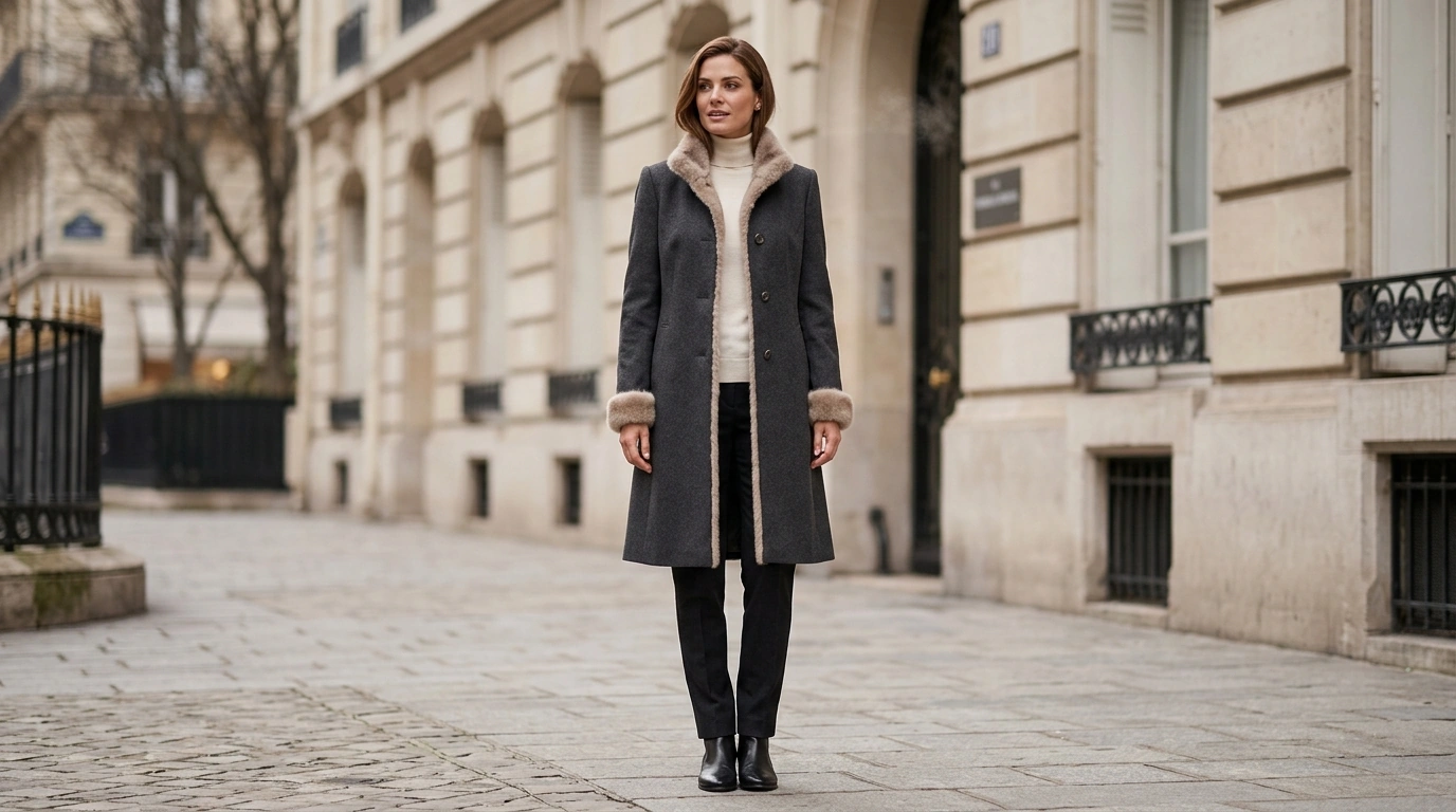 Fendi Virgin Wool Coat: Lamb Fur Trim, Winter Luxe