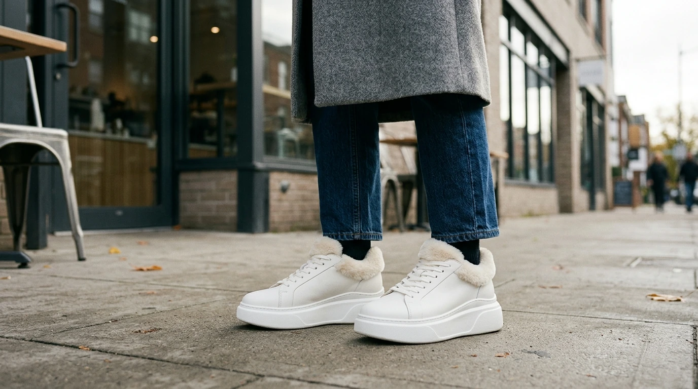 McQueen Platform Leather Sneakers with Fur Detail