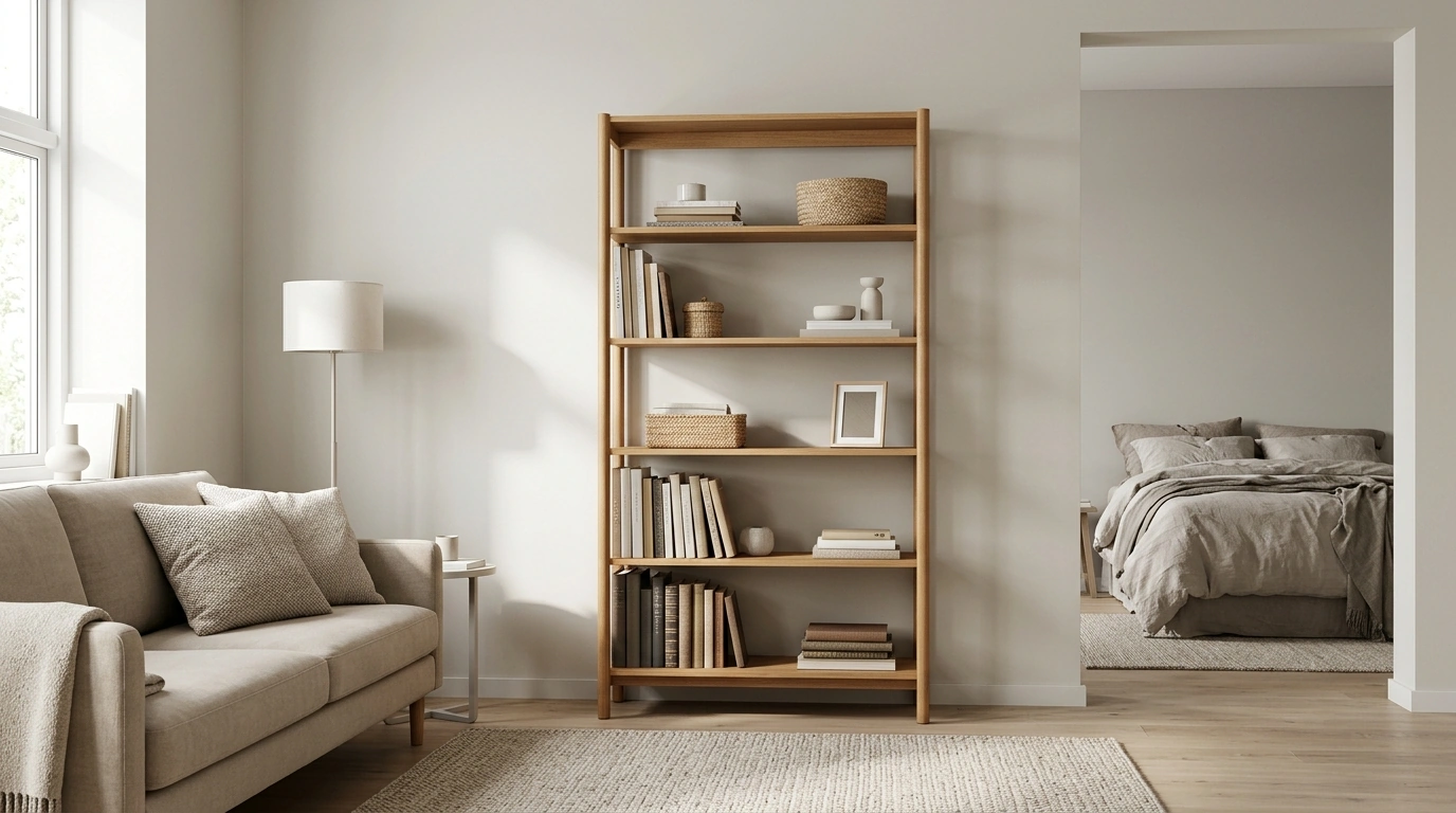 Minimalist Wooden Bookcase Ideas for Bedroom & Living