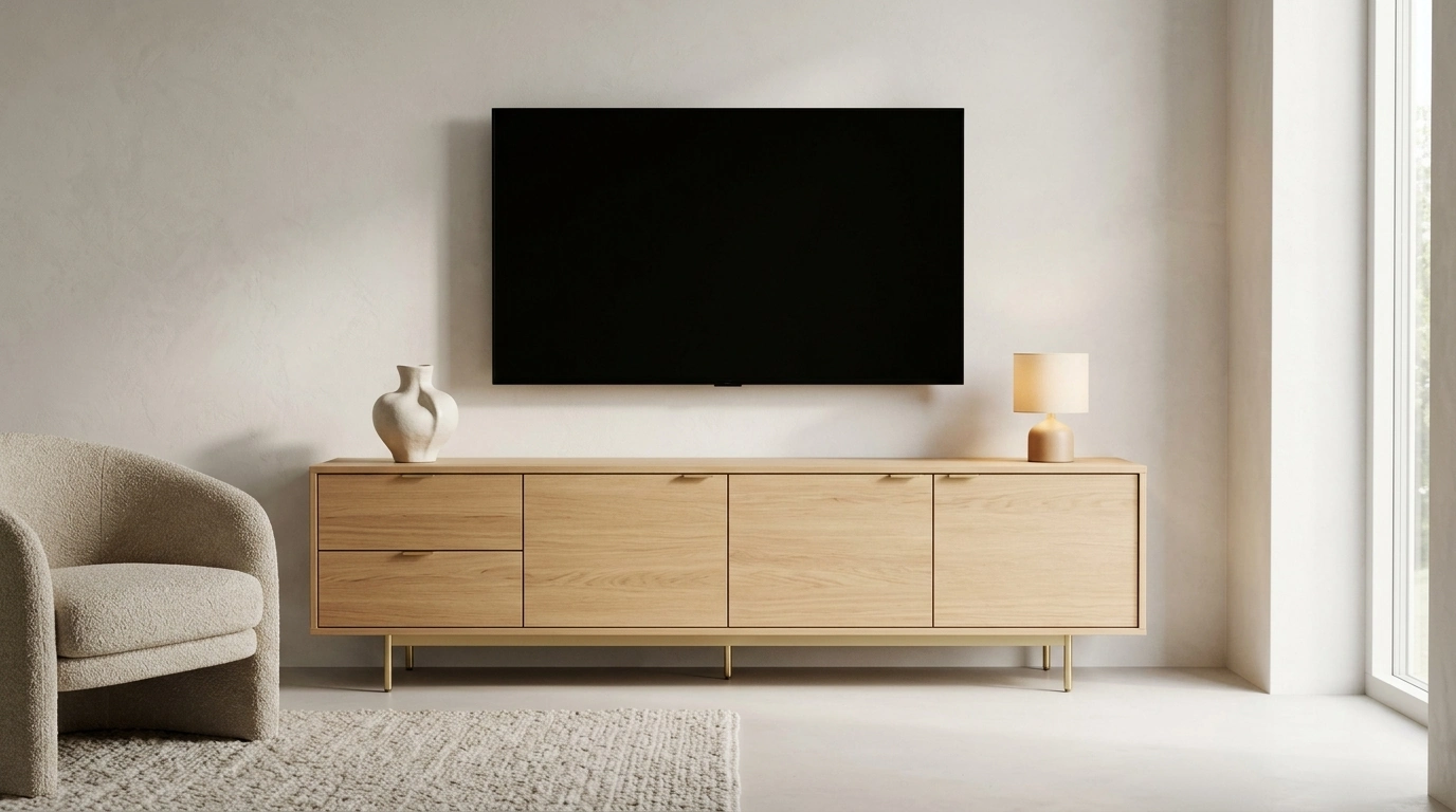 Nordic Luxury TV Cabinet With Gold Accents & Storage