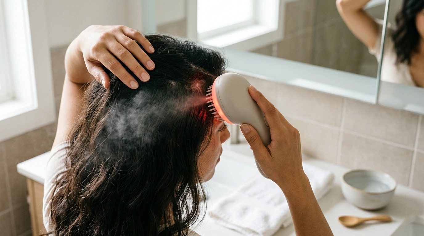 Vibrating Red Light Spray Comb: Easy Scalp Refresh
