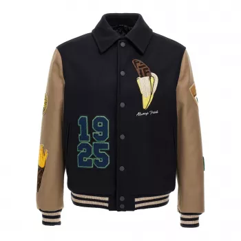 Fendi Wool Bomber Jacket: Appliqué Logo Varsity Luxe